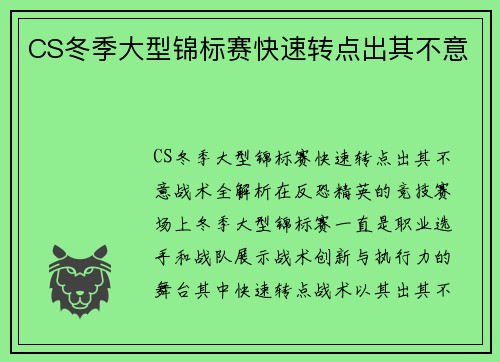 CS冬季大型锦标赛快速转点出其不意